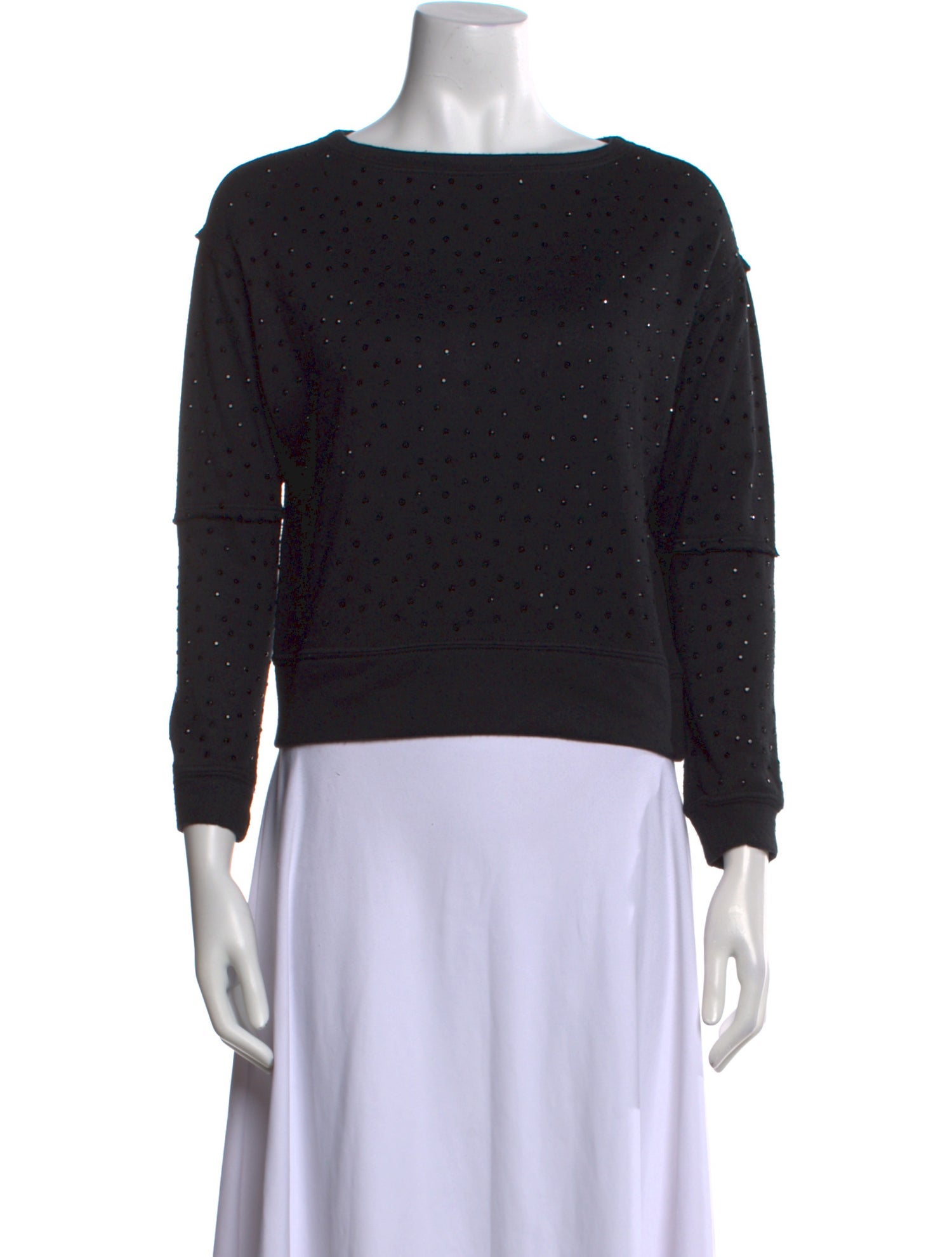 Alice + Olivia Bateau Neckline Three-Quarter Sleeve Sweatshirt