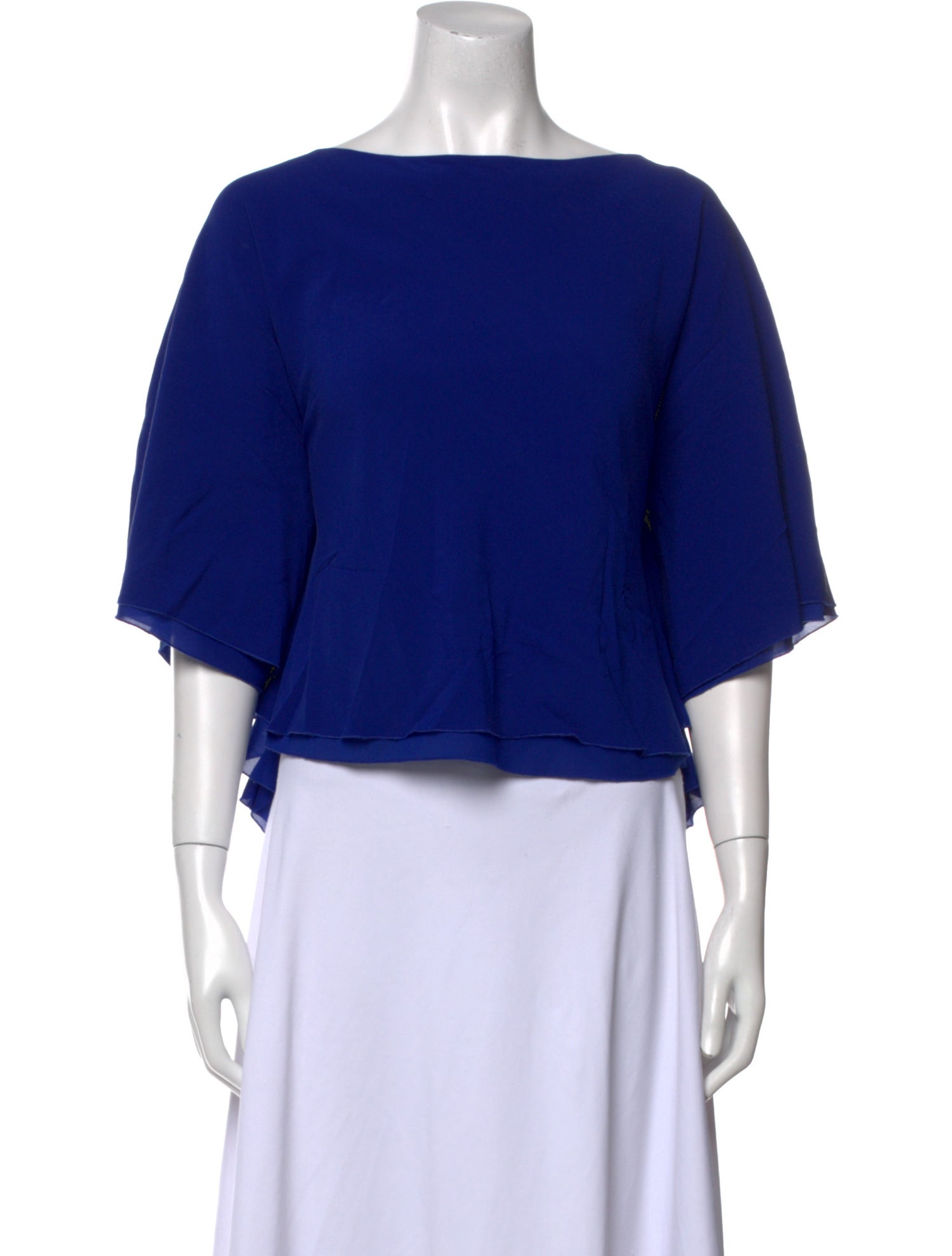 Alice + Olivia Silk Bateau Neckline Crop Top