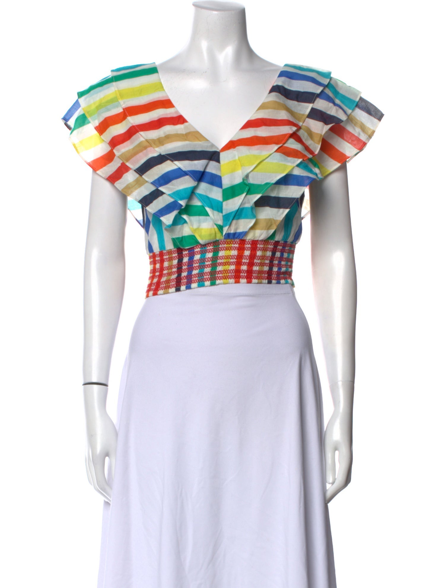 Alice + Olivia Plaid Print V-Neck Crop Top