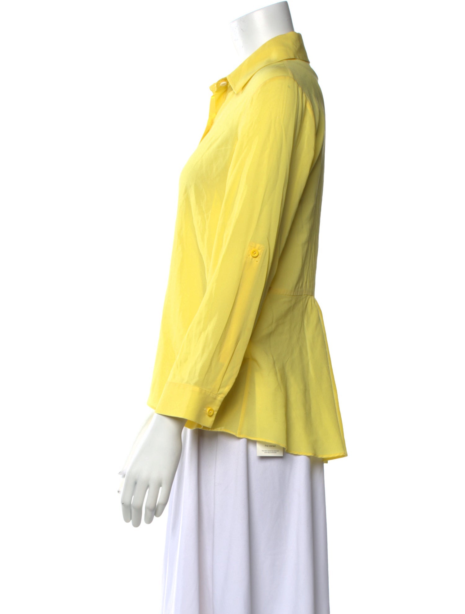 Alice + Olivia Silk Three-Quarter Sleeve Button-Up Top