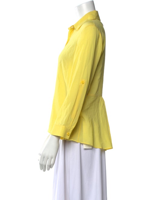 Alice + Olivia Silk Three-Quarter Sleeve Button-Up Top