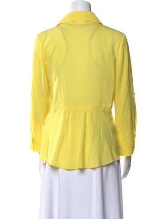 Alice + Olivia Silk Three-Quarter Sleeve Button-Up Top