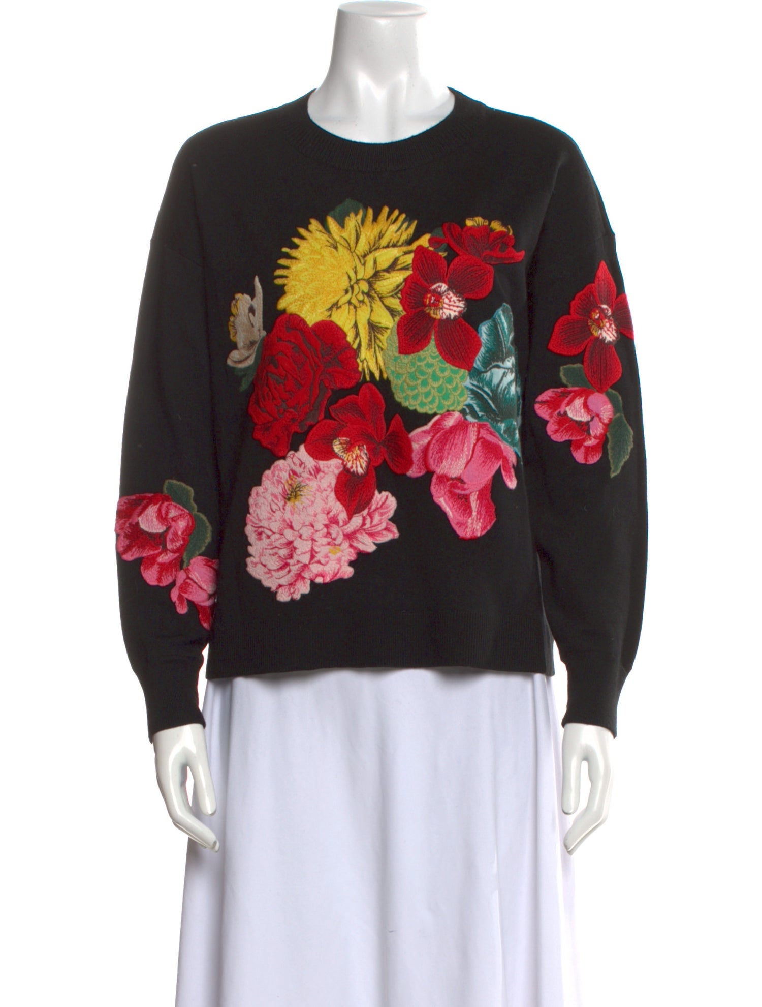 Alice + Olivia Wool Floral Print Sweatshirt