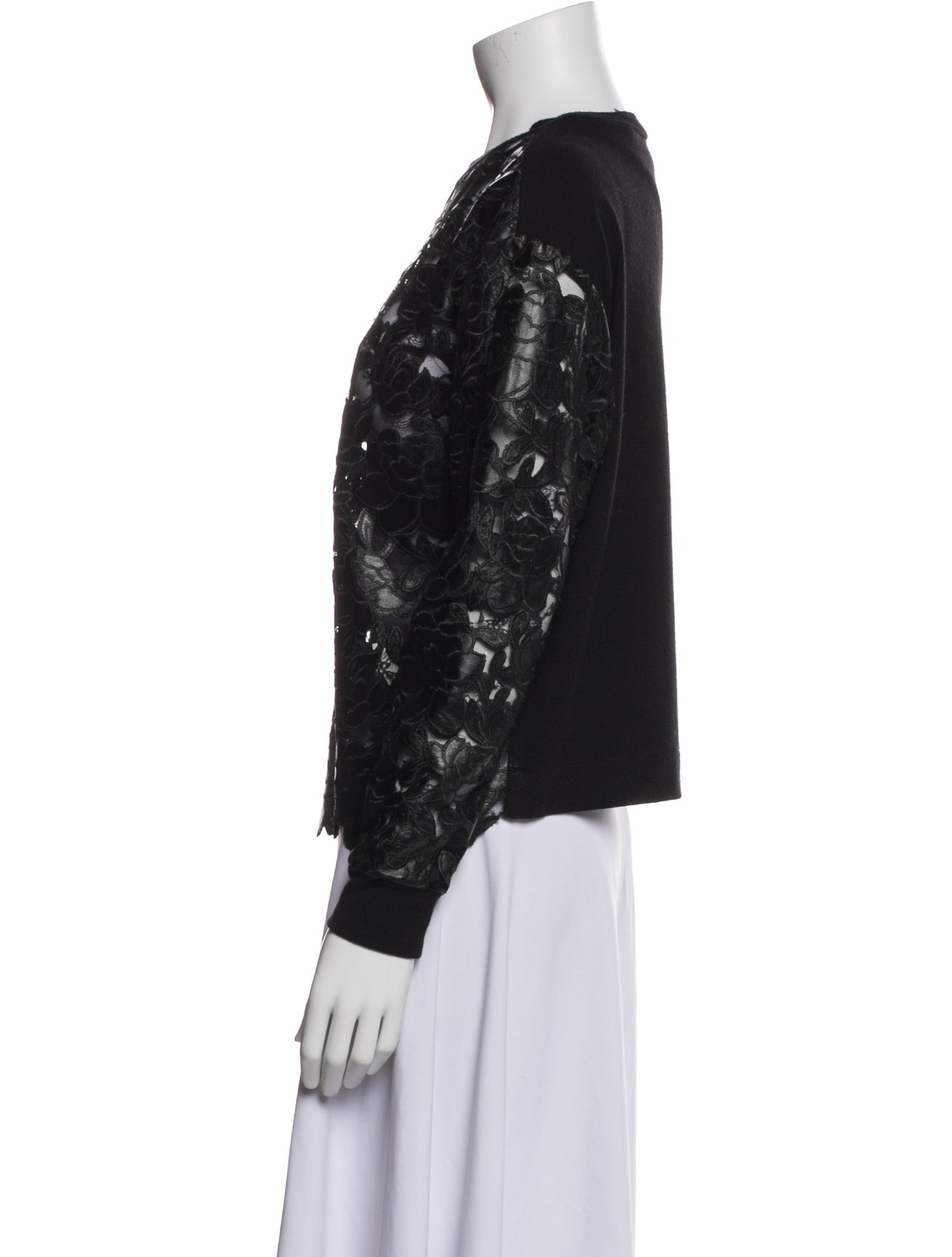 Alice + Olivia Lace Pattern Crew Neck Blouse