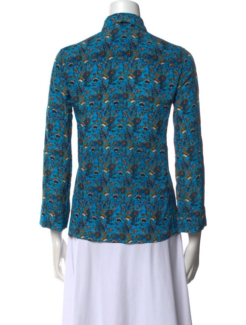 Alice + Olivia Floral Print Three-Quarter Sleeve Button-Up Top