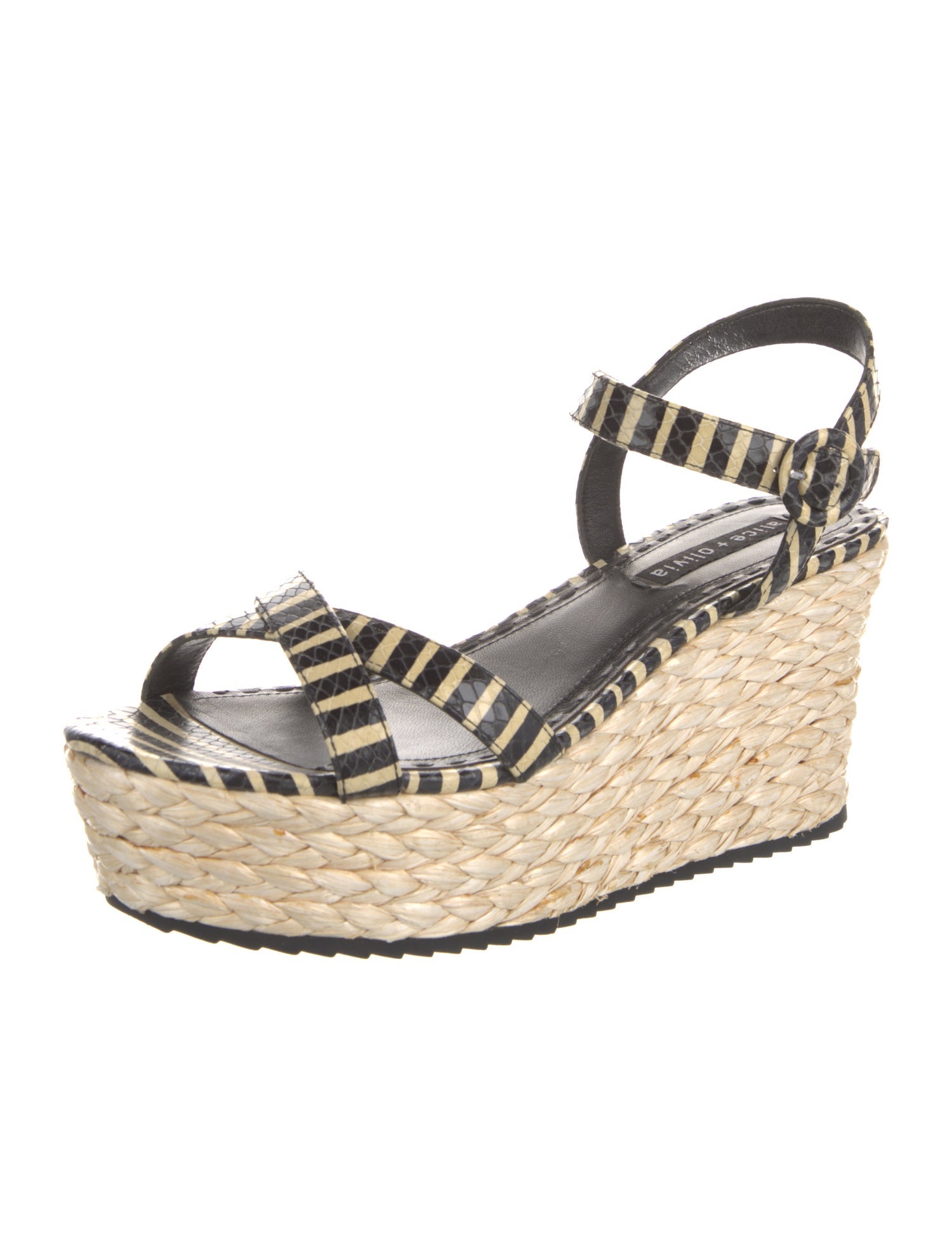 Alice + Olivia Leather Striped Espadrilles