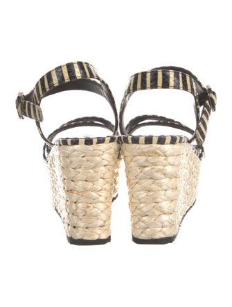 Alice + Olivia Leather Striped Espadrilles