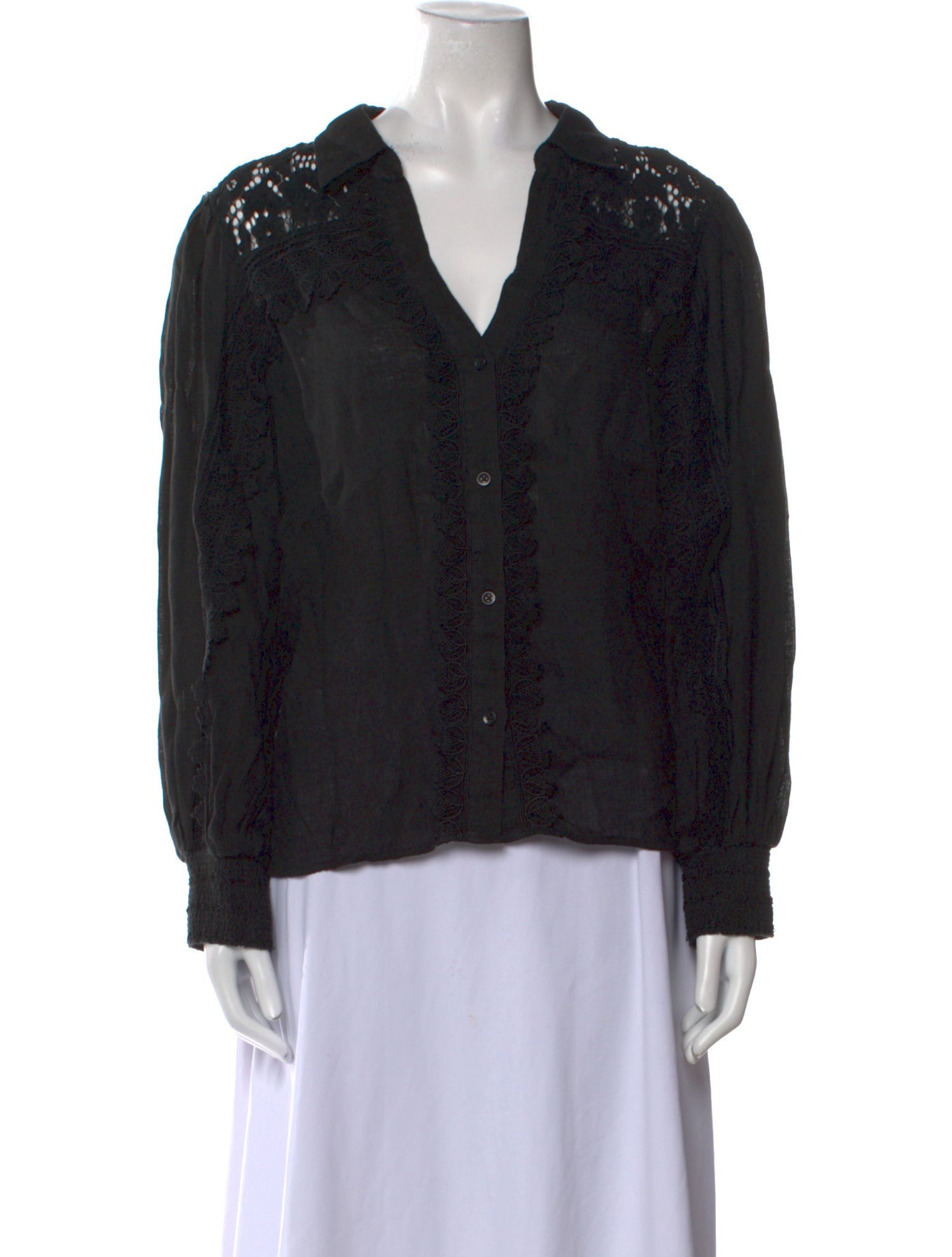 Alice + Olivia Linen Lace Pattern Blouse