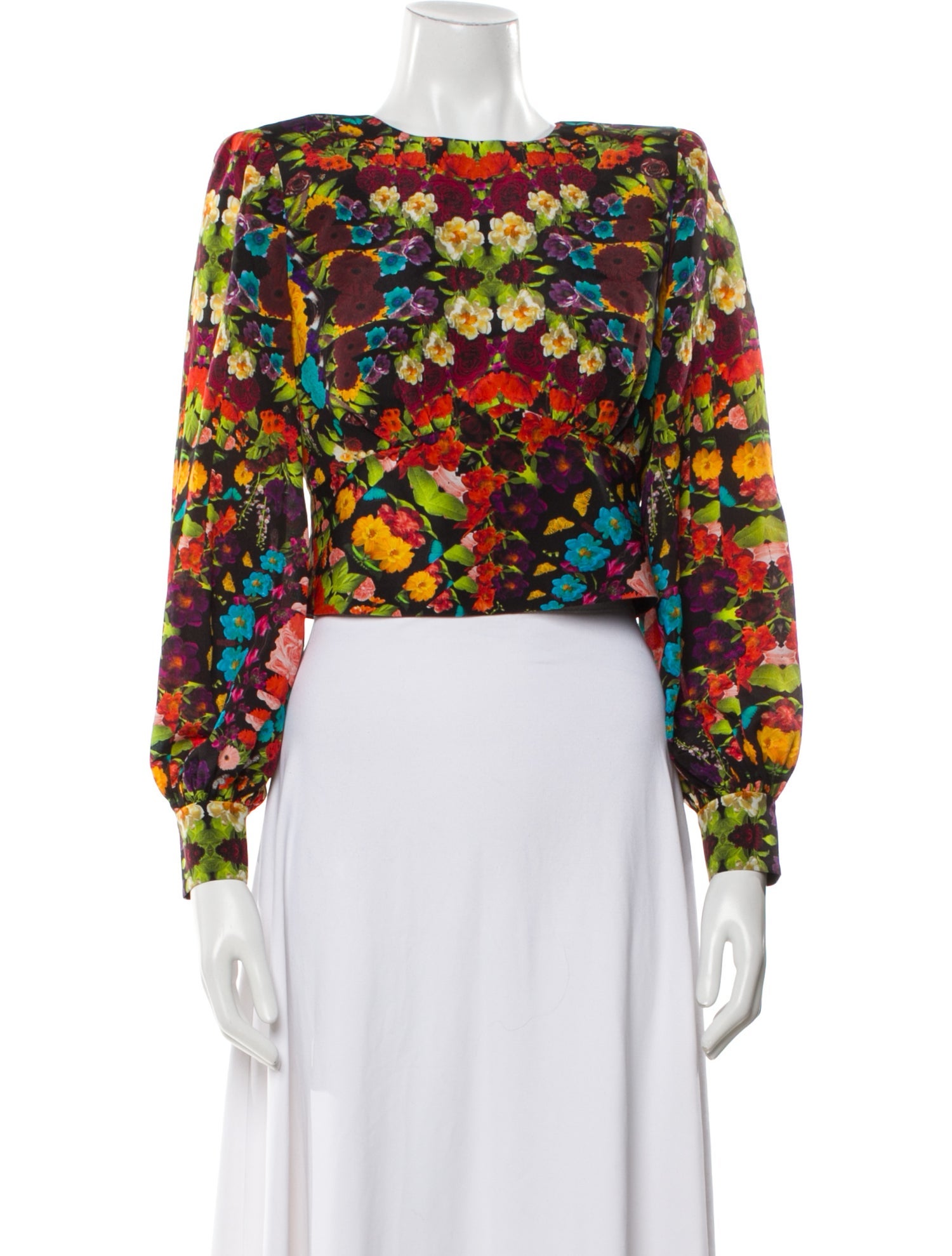 Alice + Olivia Silk Floral Print Crop Top
