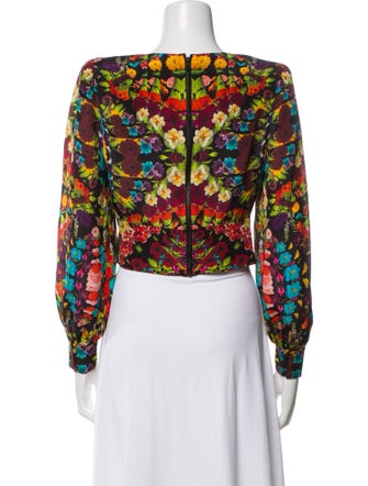Alice + Olivia Silk Floral Print Crop Top