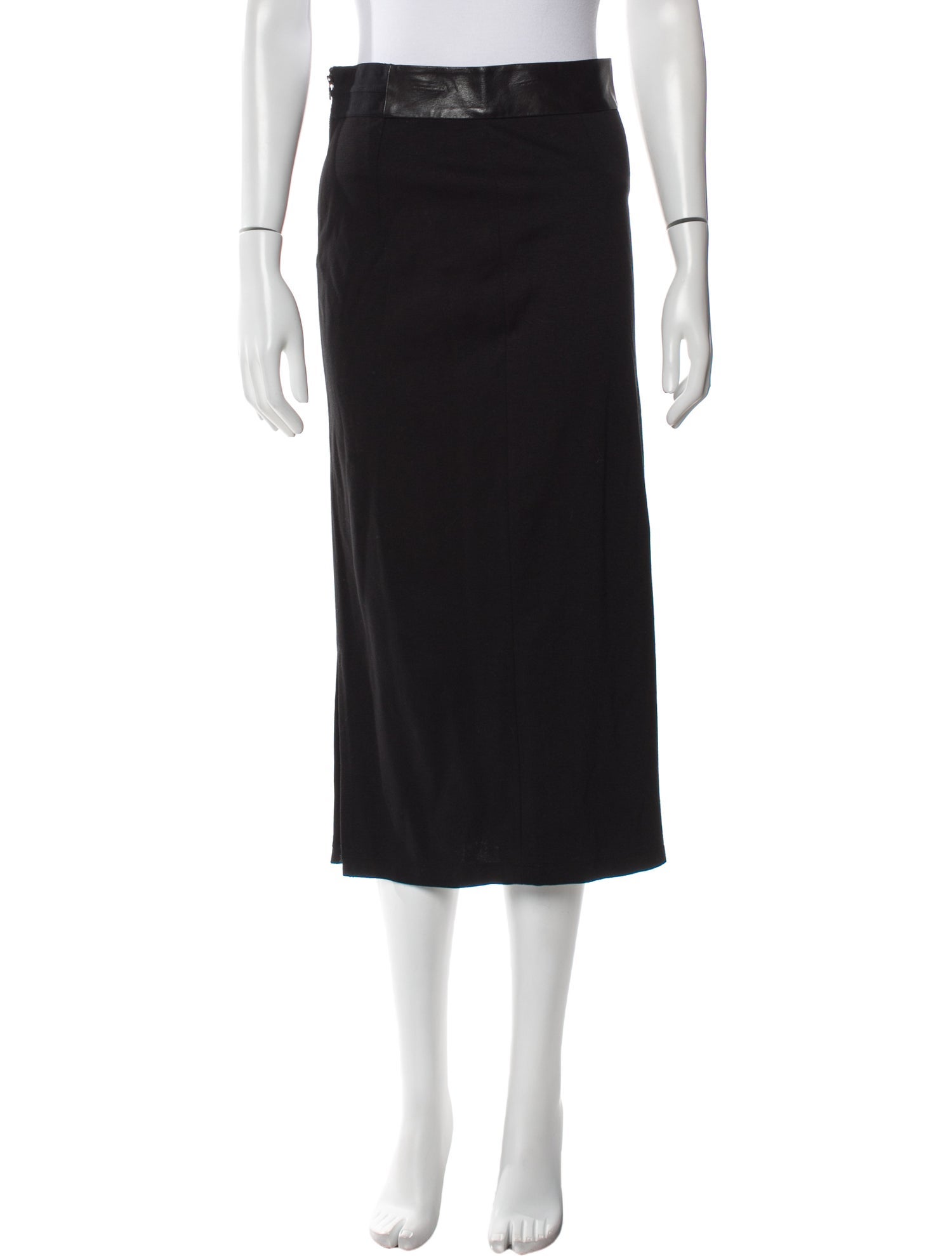 Alice + Olivia Leather Trim Embellishment Midi Length Skirt