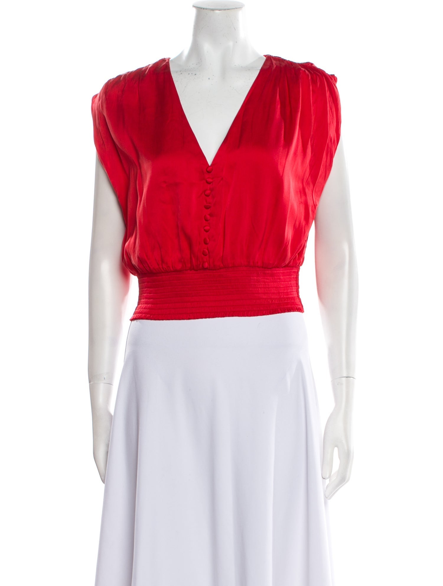 Alice + Olivia Silk V-Neck Crop Top