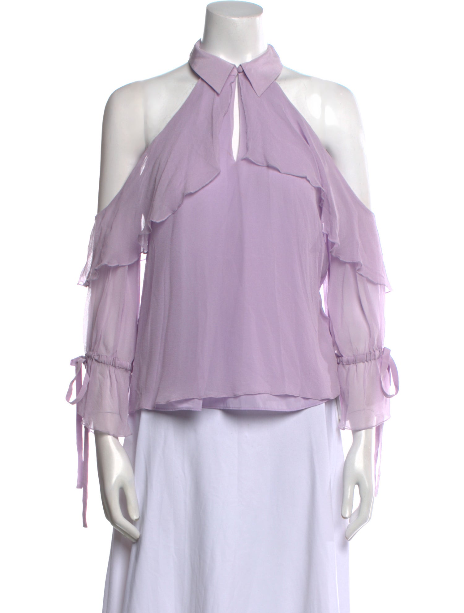 Alice + Olivia Silk Off-The-Shoulder Blouse
