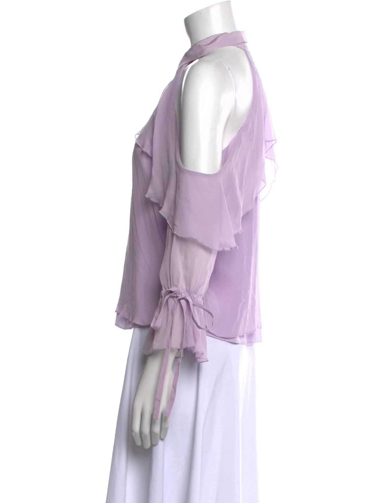 Alice + Olivia Silk Off-The-Shoulder Blouse