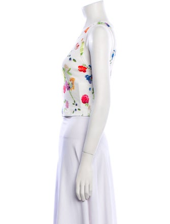 Alice + Olivia Floral Print Scoop Neck Crop Top