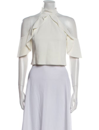 Alice + Olivia Off-The-Shoulder Short Sleeve Crop Top