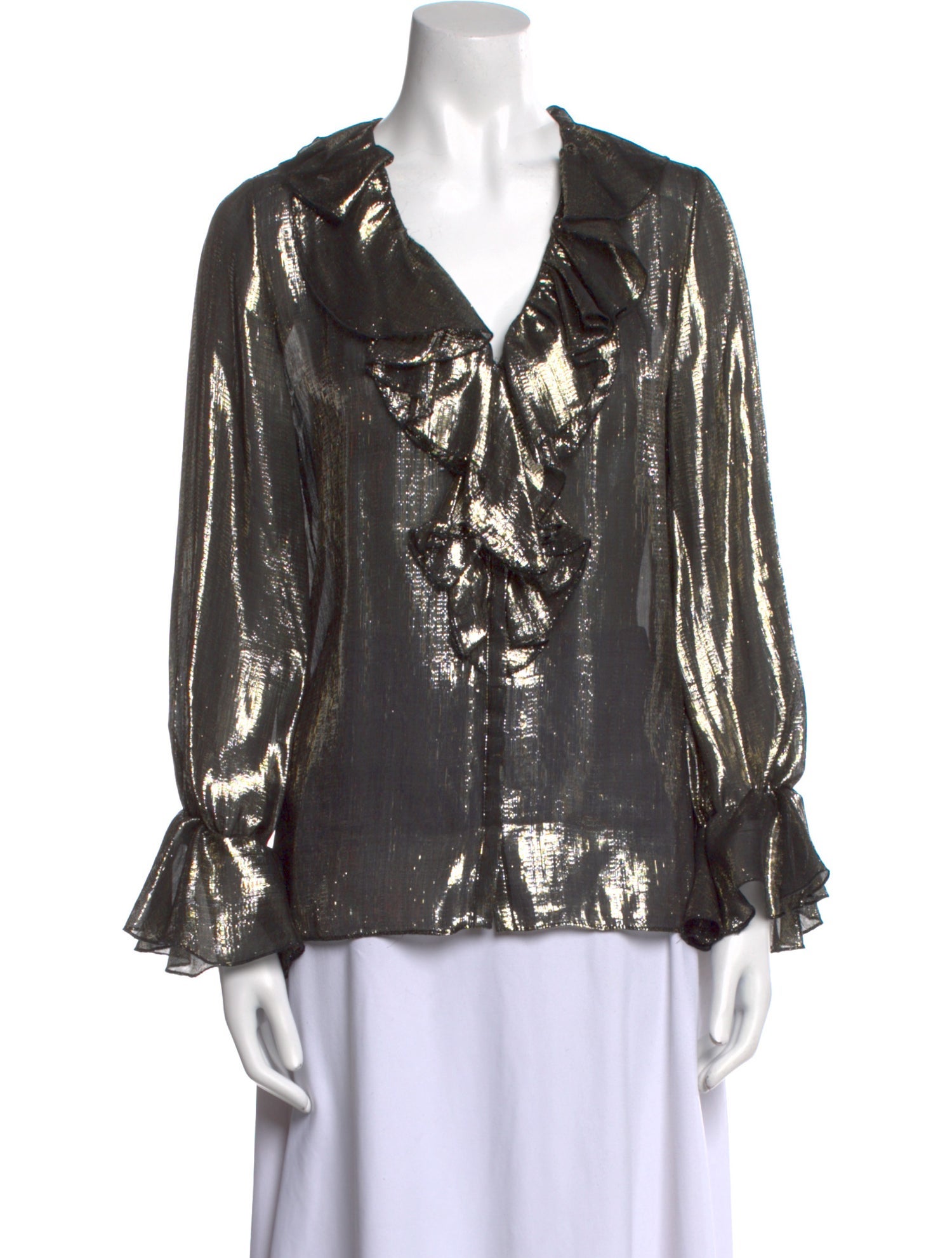 Alice + Olivia Silk V-Neck Blouse