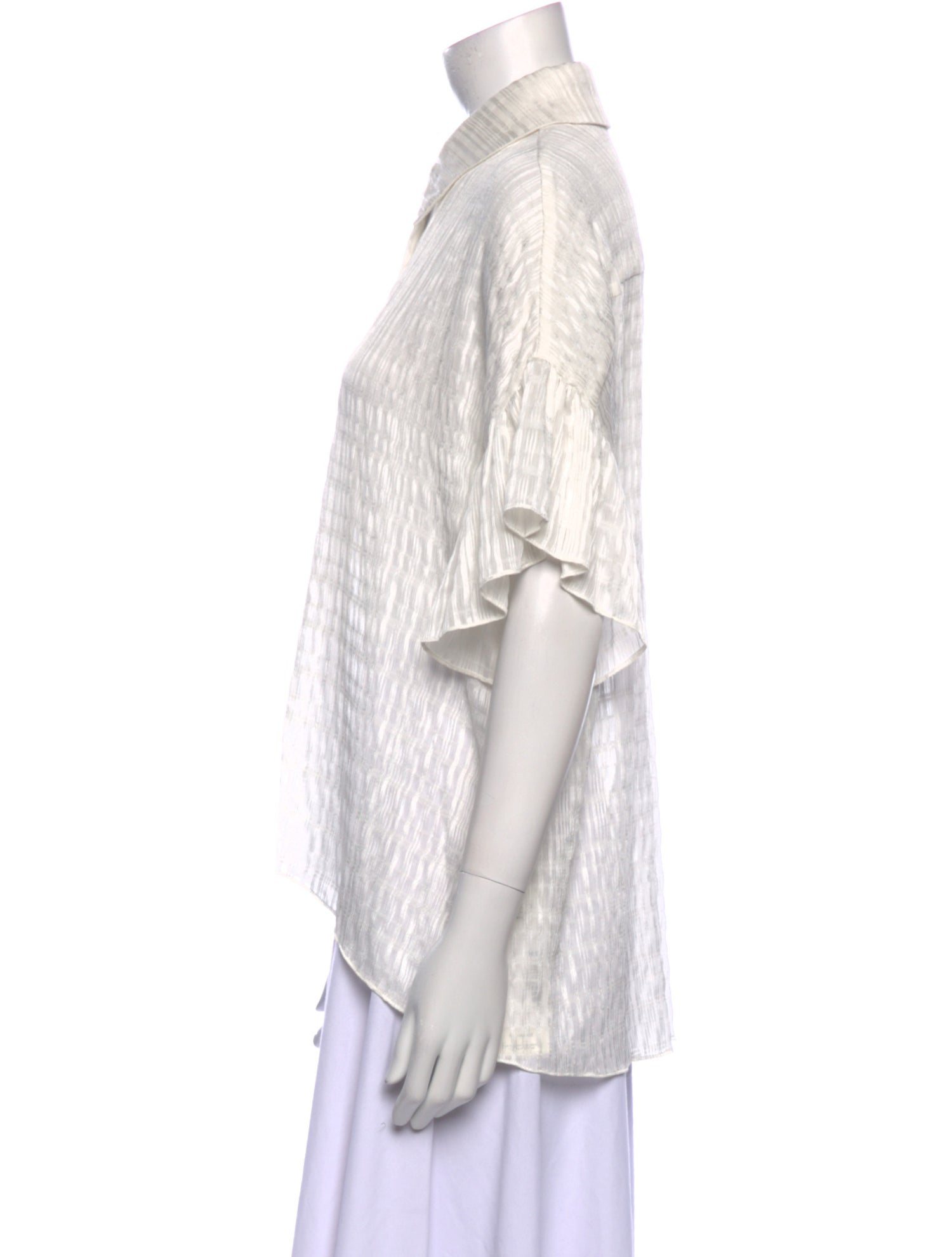 Alice + Olivia Striped Short Sleeve Button-Up Top