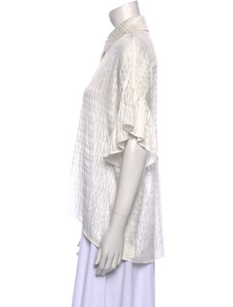 Alice + Olivia Striped Short Sleeve Button-Up Top