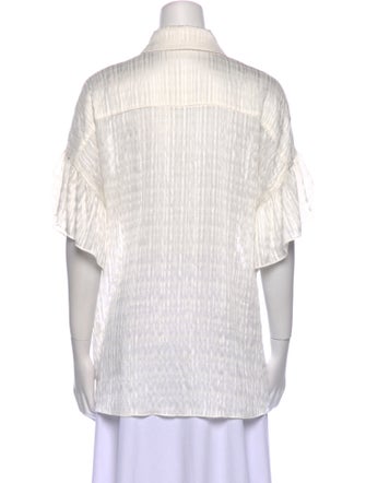 Alice + Olivia Striped Short Sleeve Button-Up Top