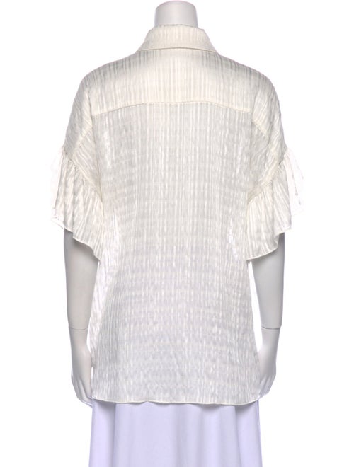 Alice + Olivia Striped Short Sleeve Button-Up Top