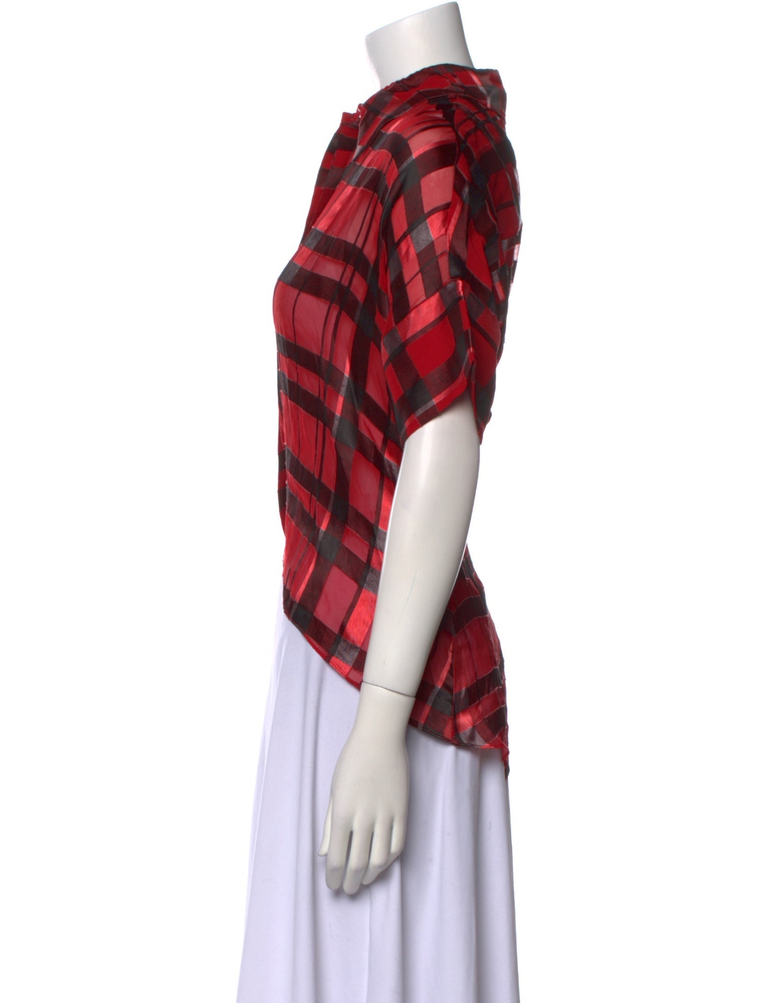 Alice + Olivia Plaid Print Short Sleeve Crop Top