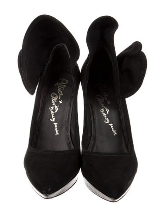 Alice + Olivia Suede Ruffle Embellishment D'Orsay Pumps