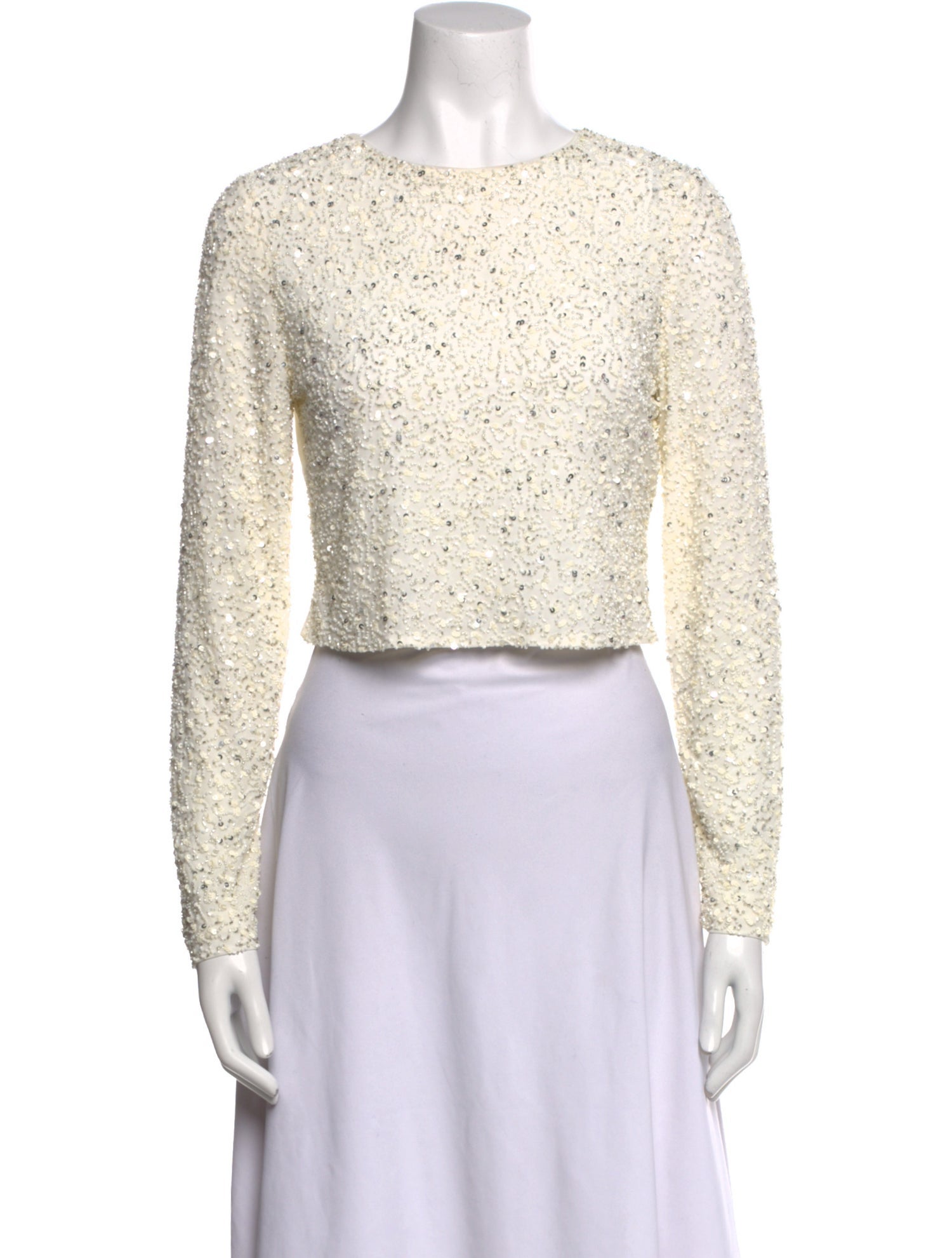 Alice + Olivia Bateau Neckline Long Sleeve Crop Top