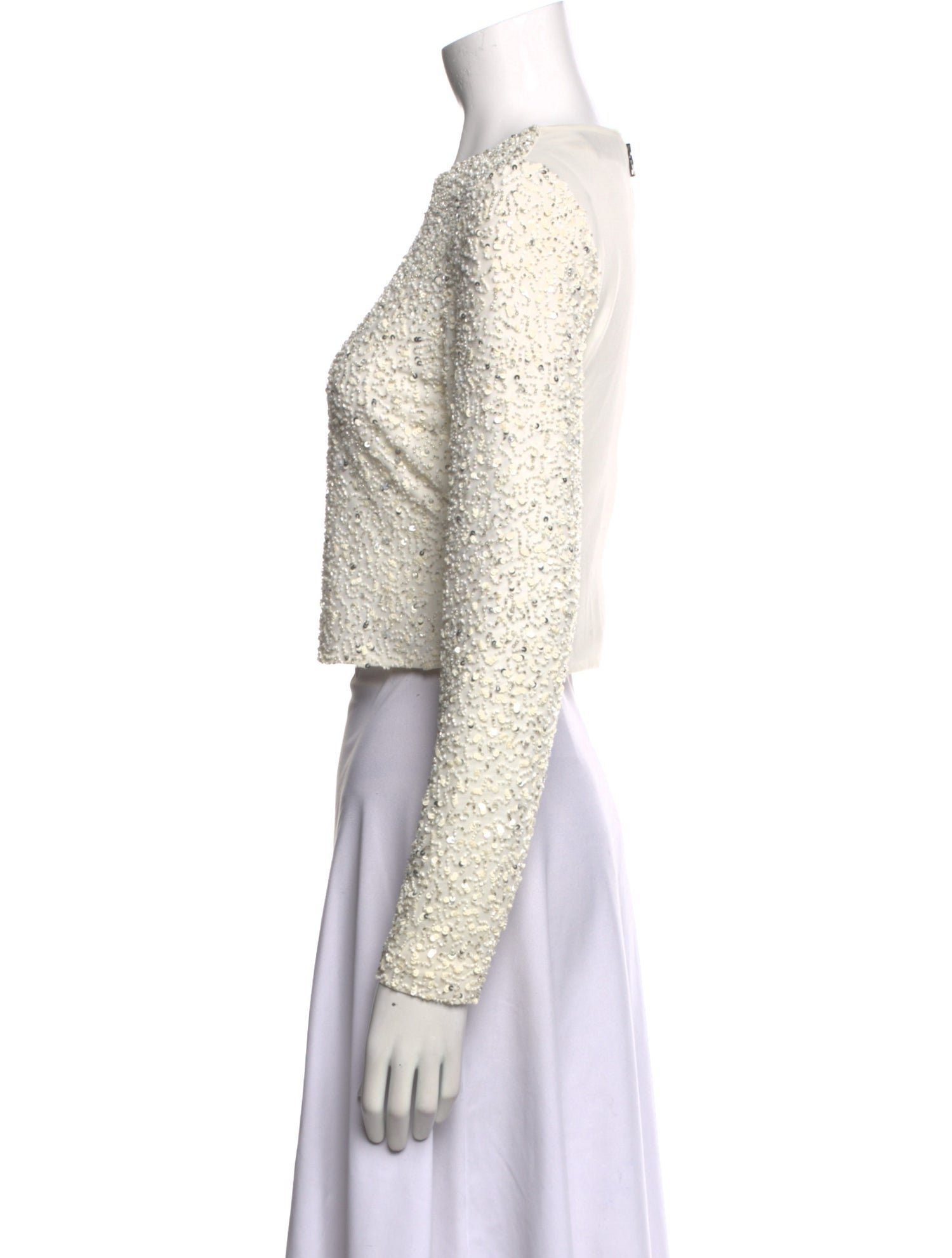 Alice + Olivia Bateau Neckline Long Sleeve Crop Top