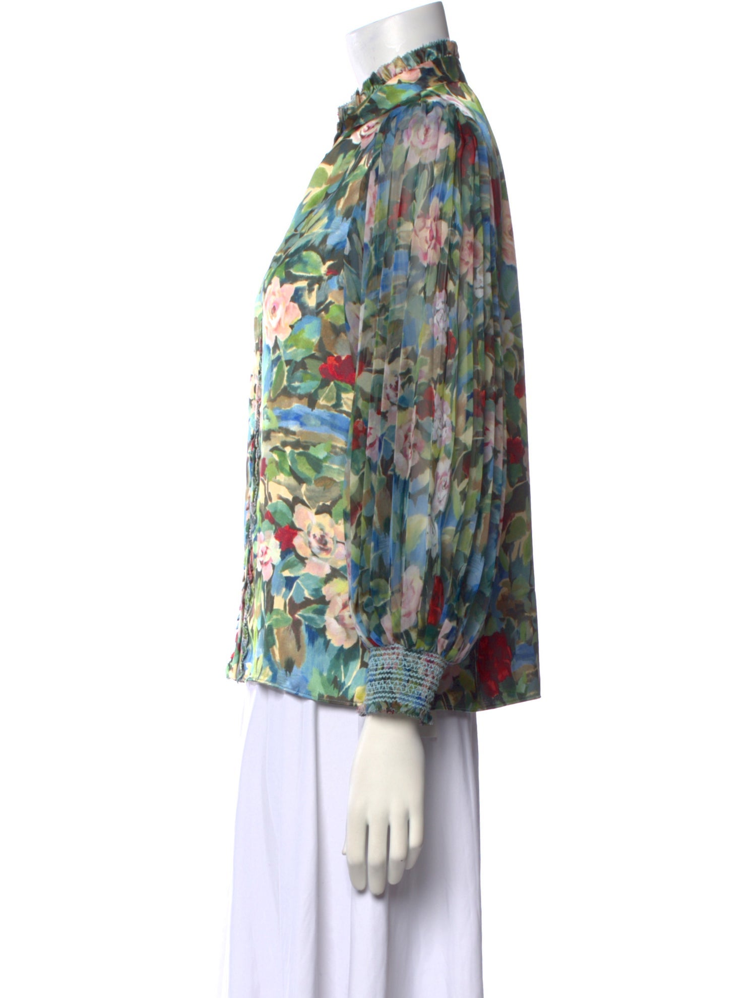 Alice + Olivia Floral Print Mock Neck Blouse