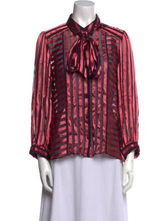 Alice + Olivia Striped Long Sleeve Button-Up Top