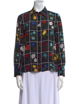 Alice + Olivia Silk Printed Button-Up Top