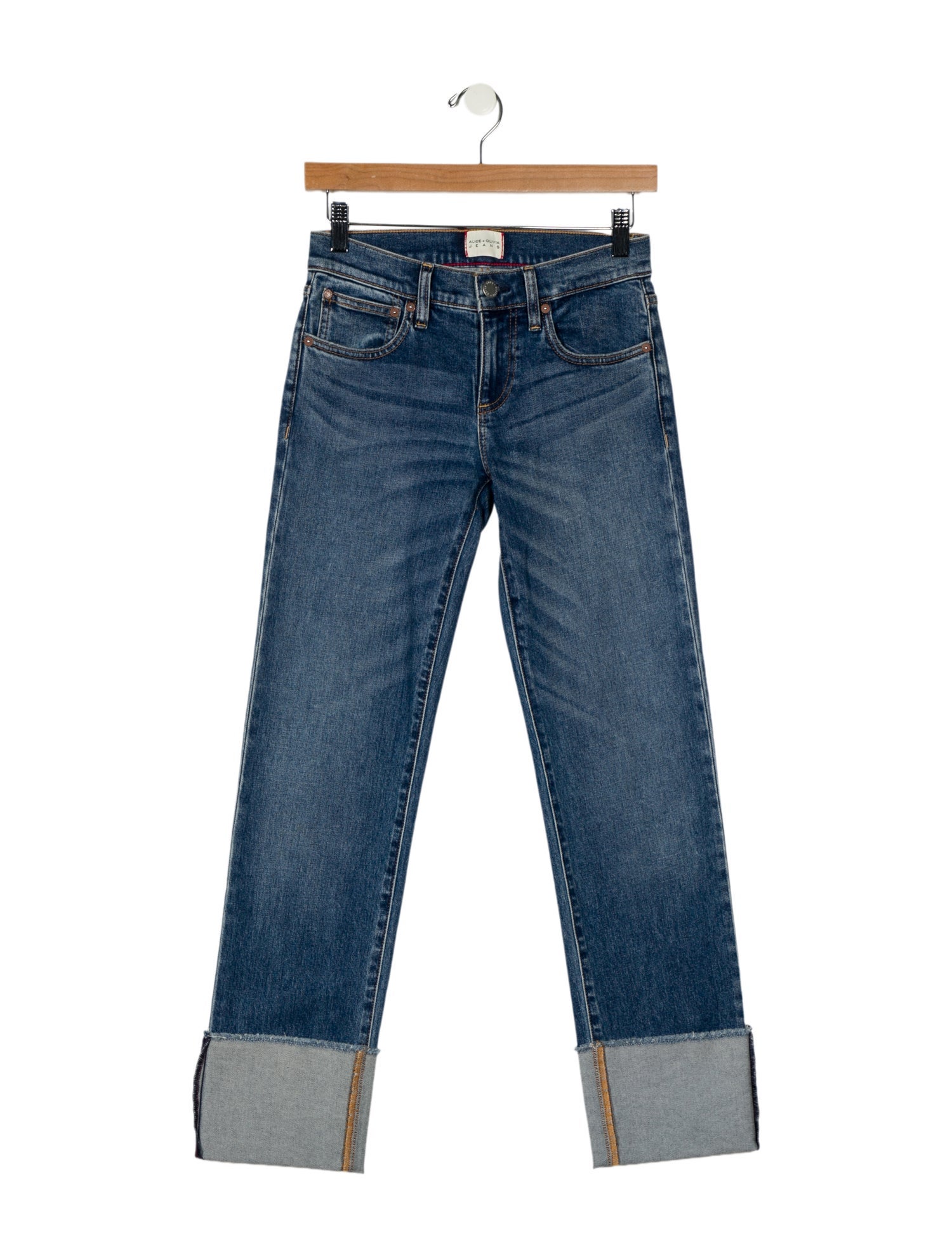 Alice + Olivia Low-Rise Straight Leg Jeans