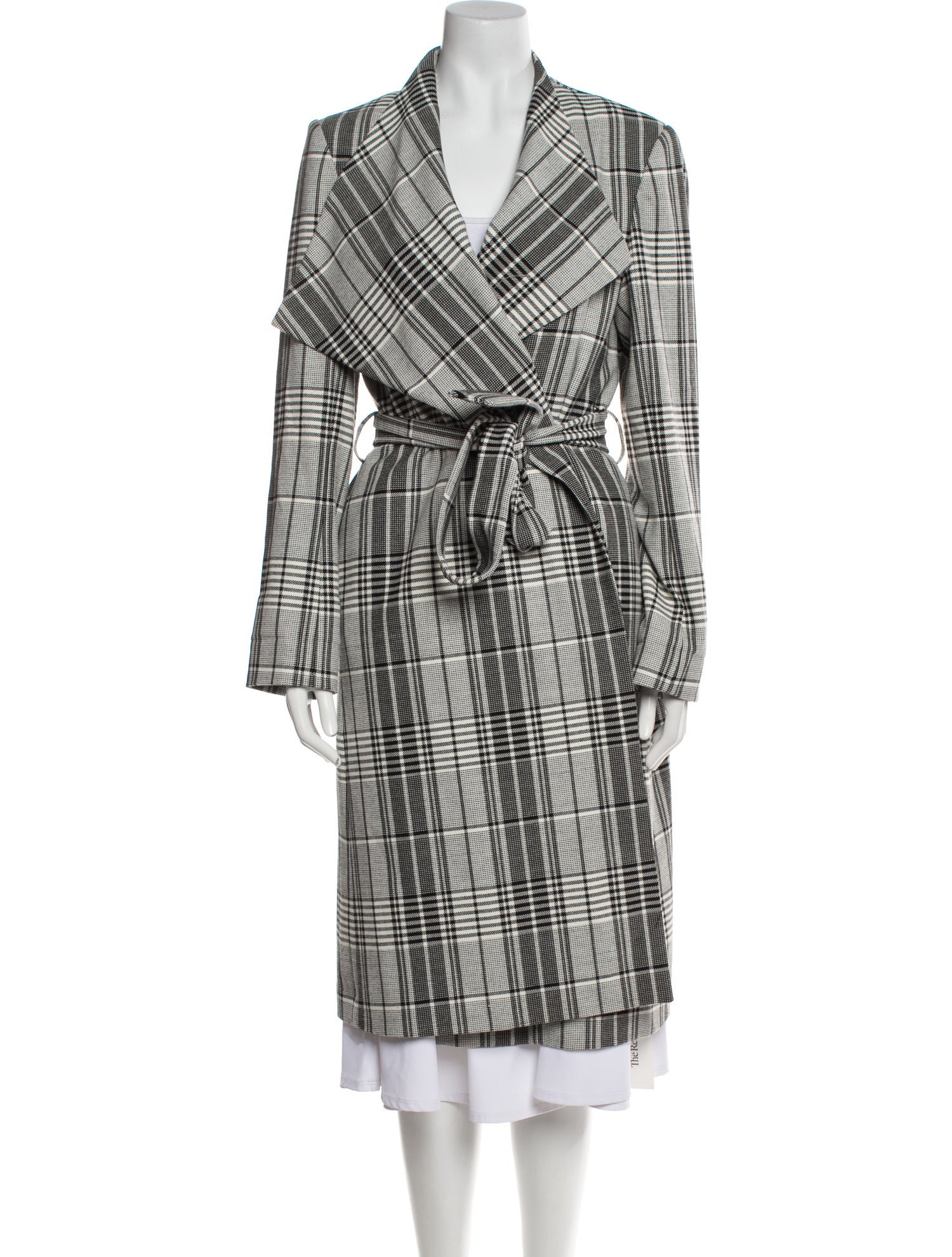 Alice + Olivia Plaid Print Trench Coat