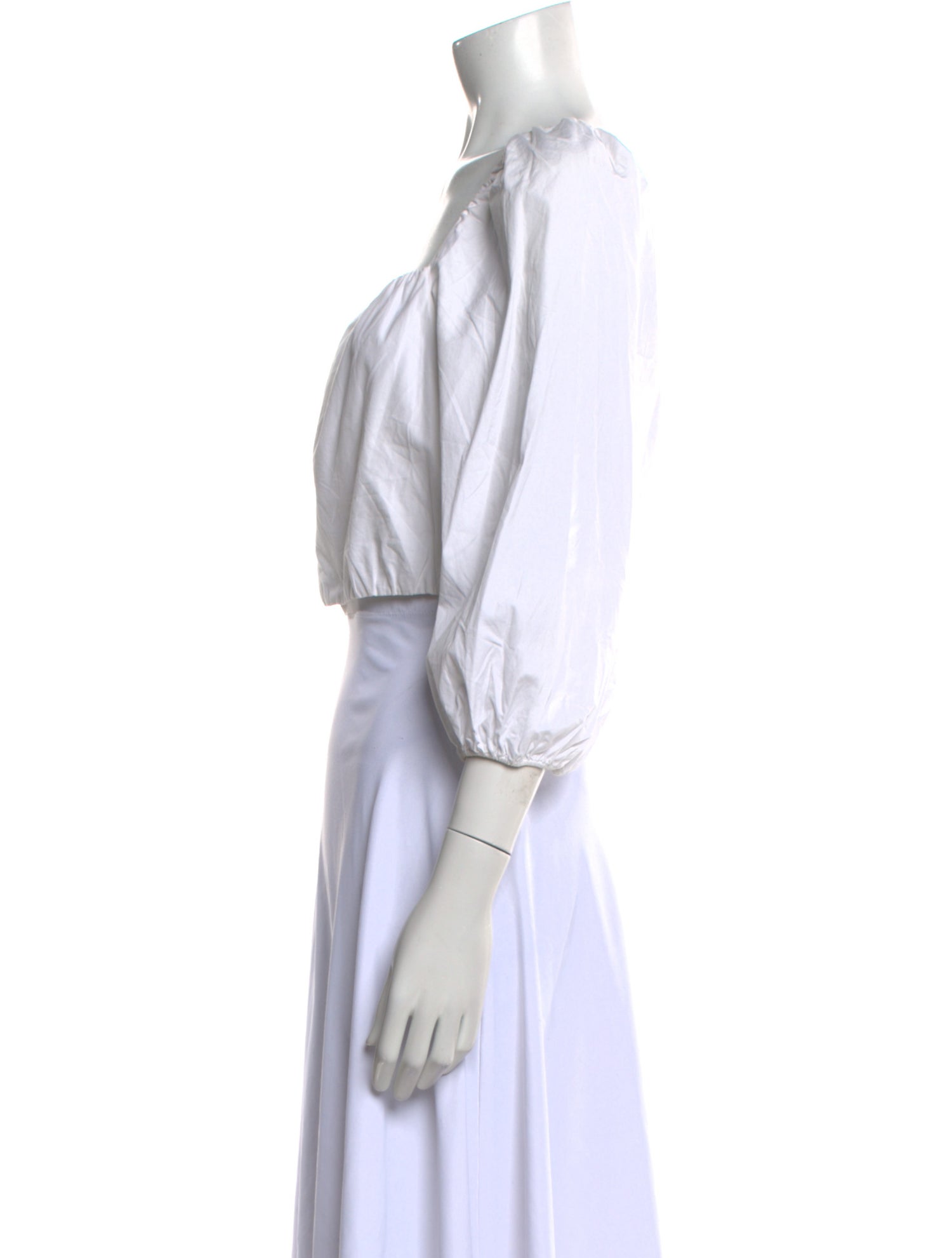 Alice + Olivia Square Neckline Three-Quarter Sleeve Crop Top