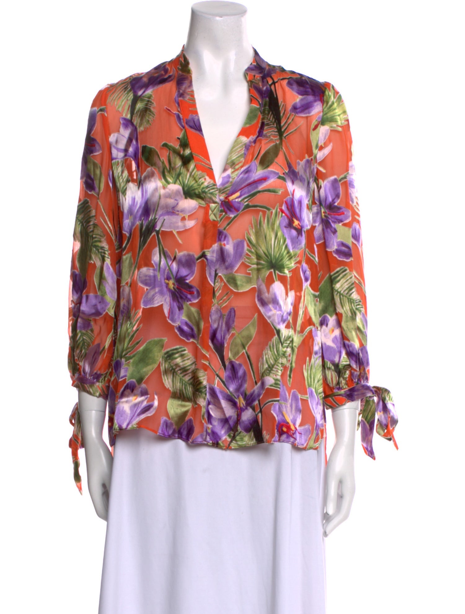 Alice + Olivia Floral Print V-Neck Blouse