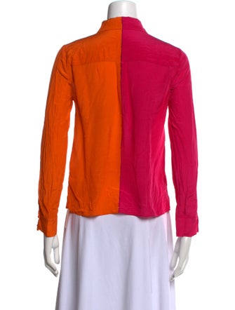 Alice + Olivia Silk Graphic Print Button-Up Top