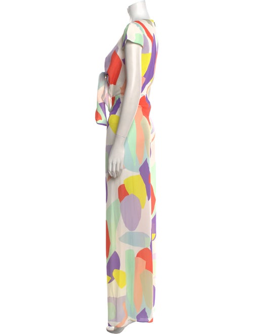 Alice + Olivia Colorblock Pattern Plunge Neckline Jumpsuit