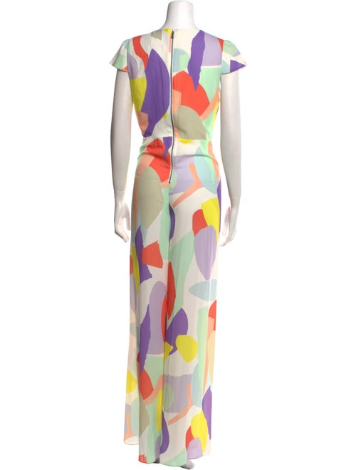 Alice + Olivia Colorblock Pattern Plunge Neckline Jumpsuit