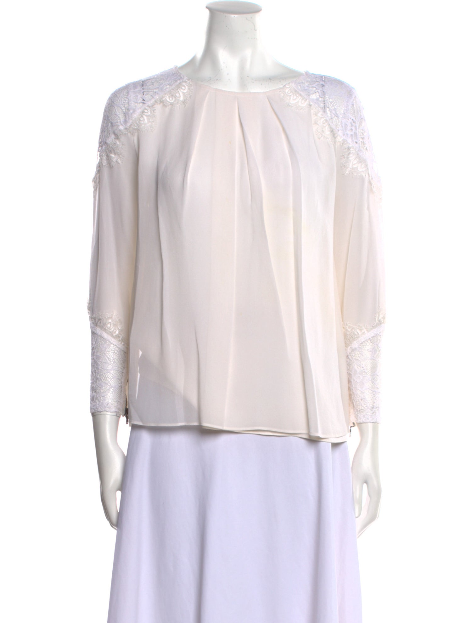 Alice + Olivia Silk Bateau Neckline Blouse
