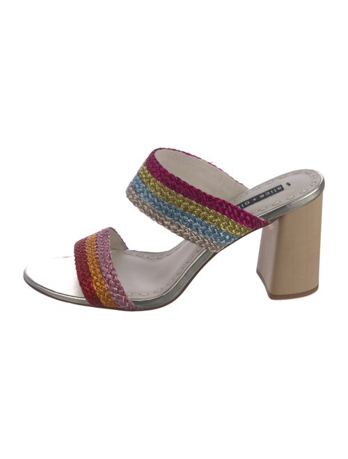 Alice + Olivia Leather Colorblock Pattern Slides