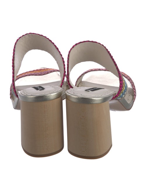 Alice + Olivia Leather Colorblock Pattern Slides
