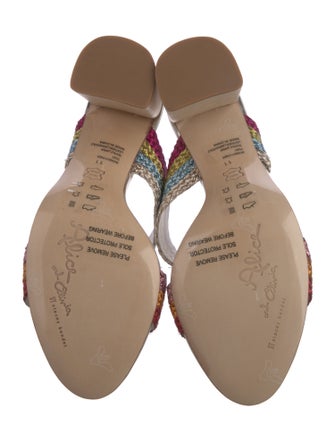 Alice + Olivia Leather Colorblock Pattern Slides