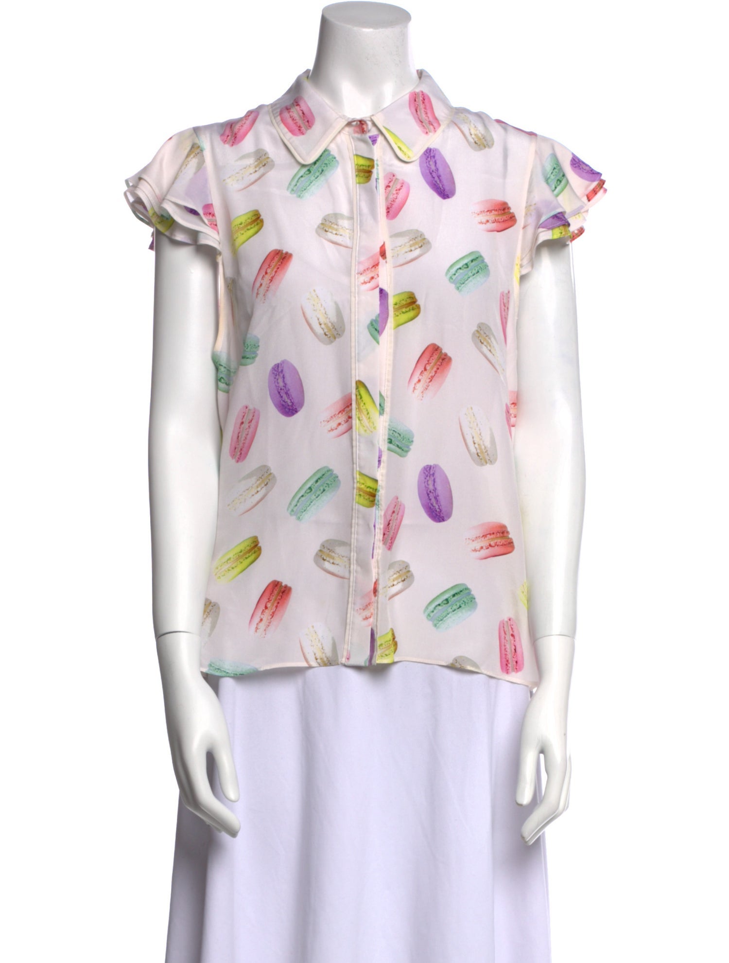 Alice + Olivia Silk Floral Print Button-Up Top