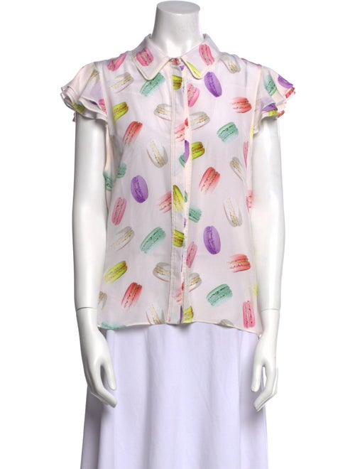 Alice + Olivia Silk Floral Print Button-Up Top