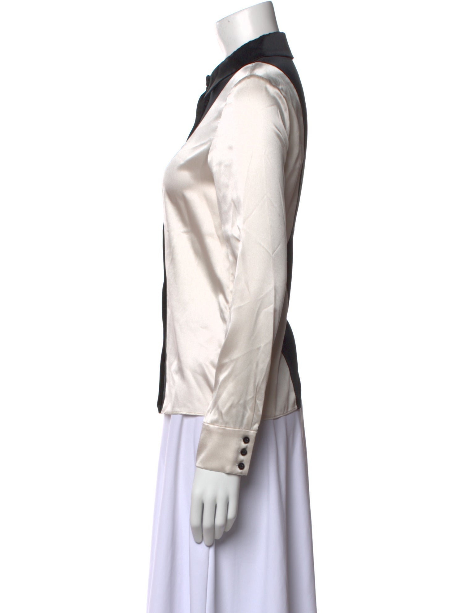 Alice + Olivia Silk Long Sleeve Button-Up Top