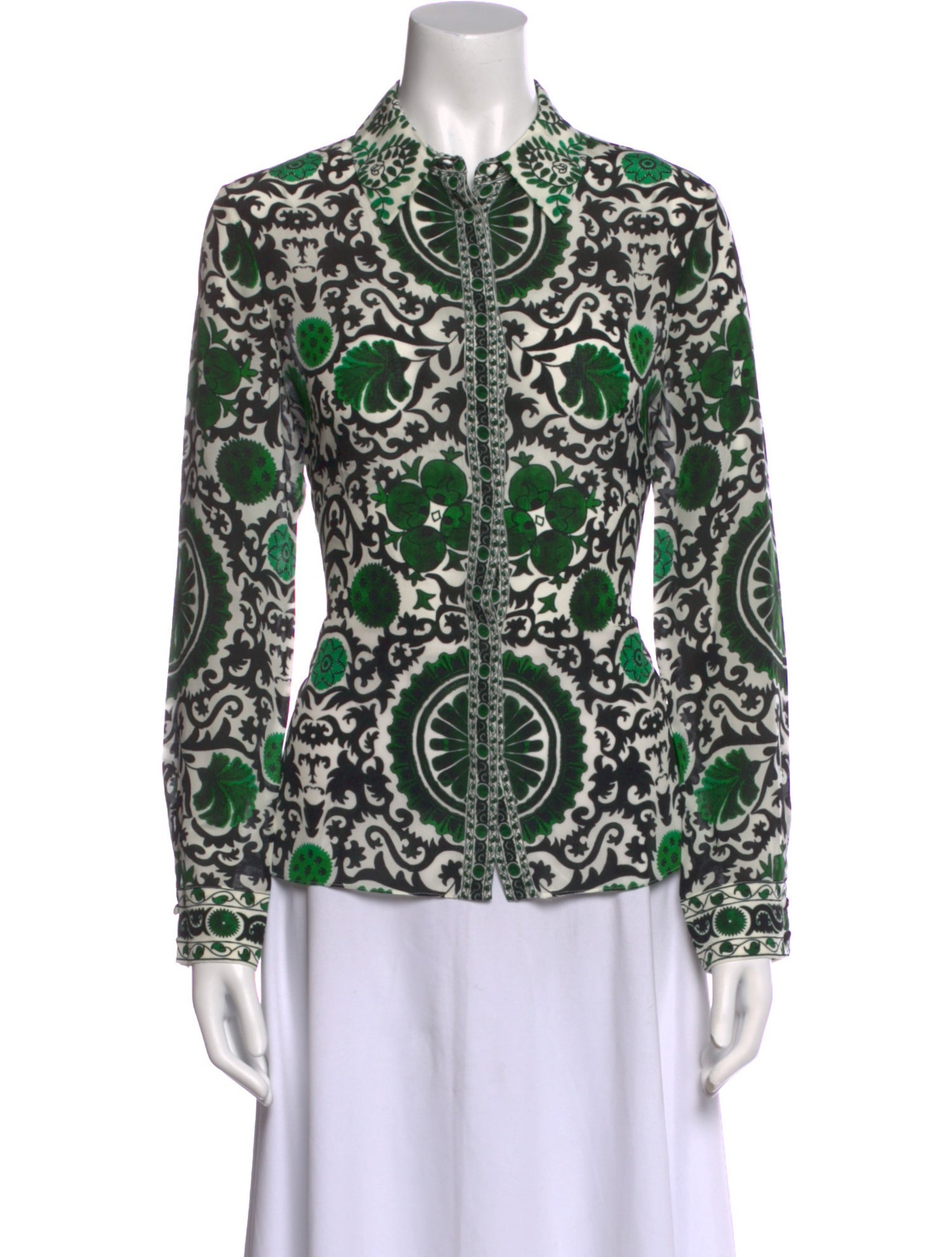 Alice + Olivia Silk Printed Button-Up Top