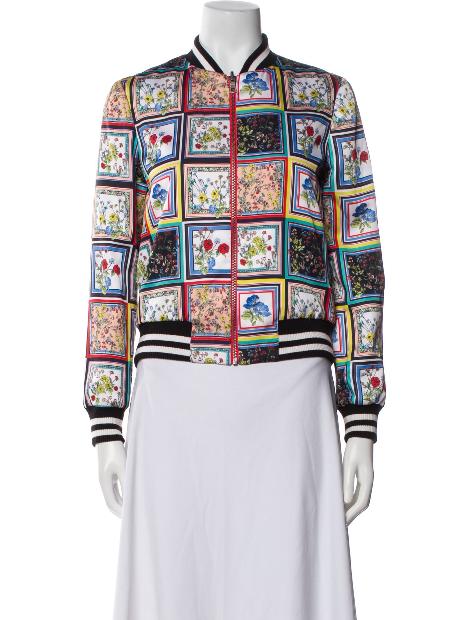 Alice + Olivia Satin Printed Bomber Jacket
