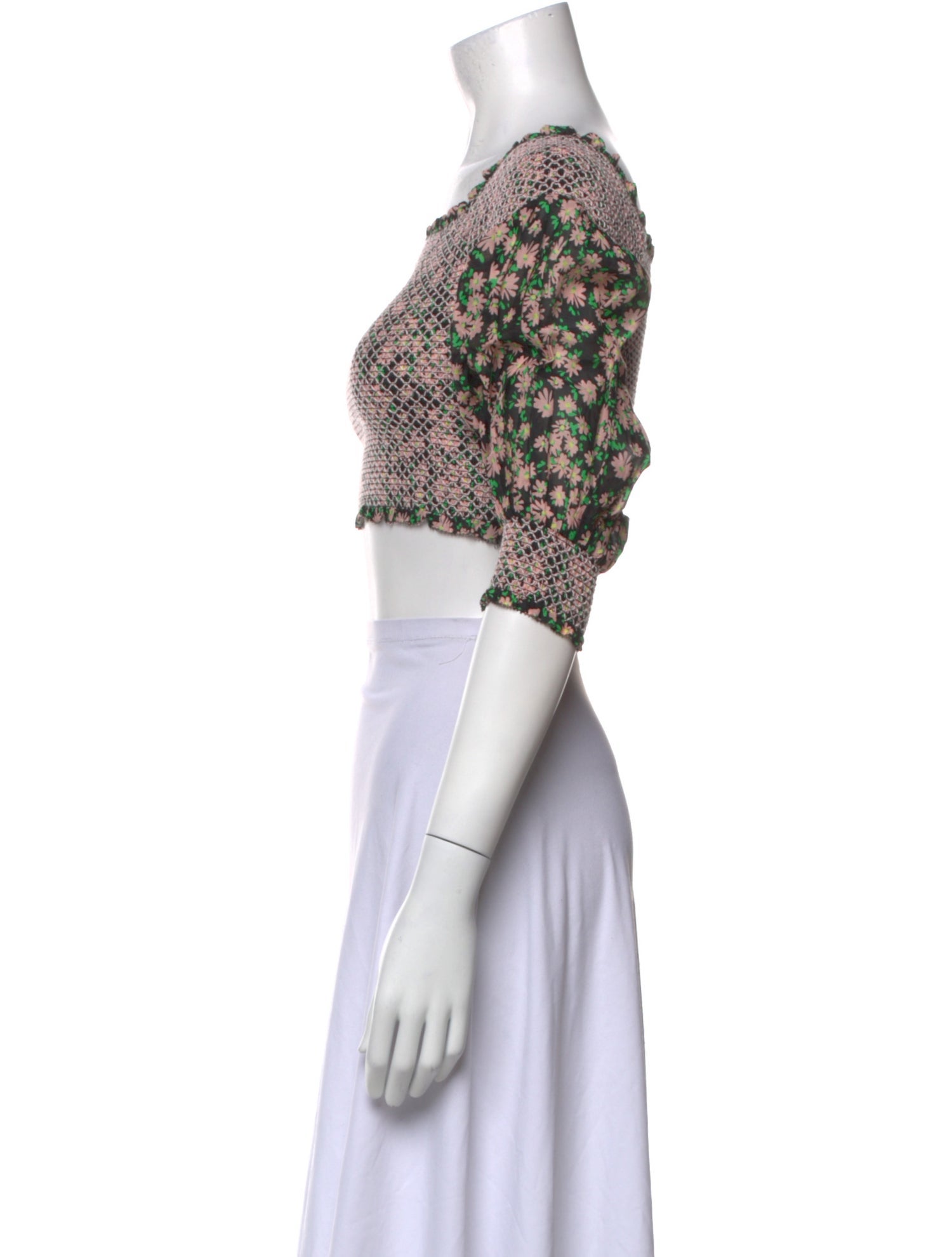 Alice + Olivia Floral Print Square Neckline Crop Top