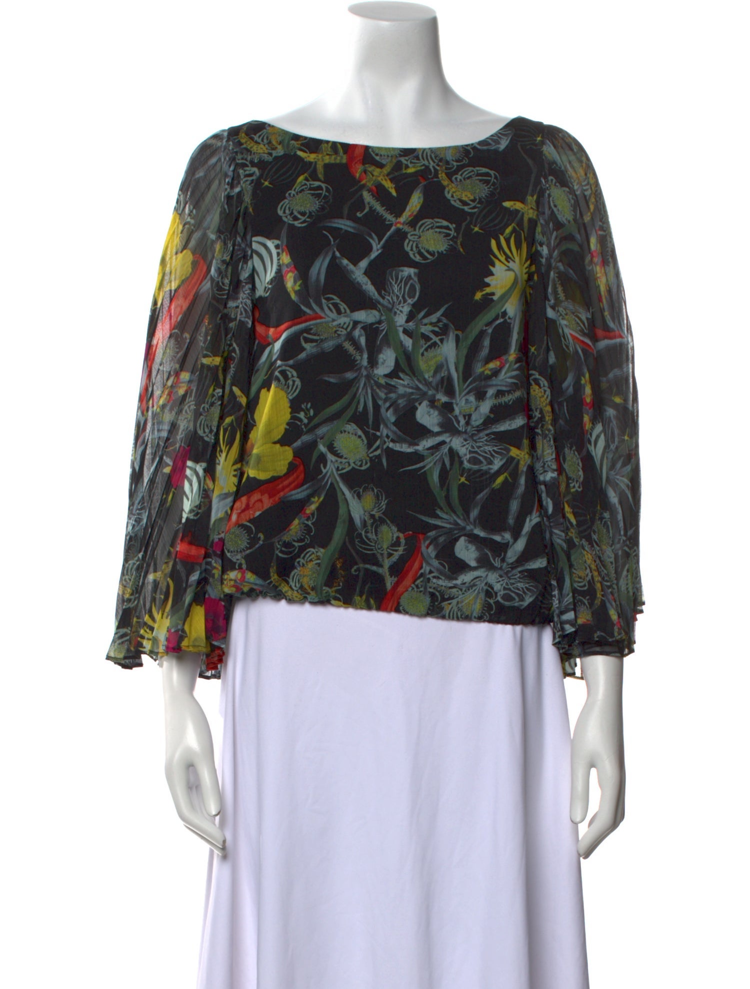 Alice + Olivia Printed Bateau Neckline Blouse